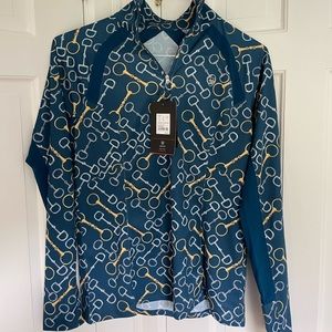 Ariat Sunstopper 2.0 1/4 Zip Riding shirt. Horse Bit Design